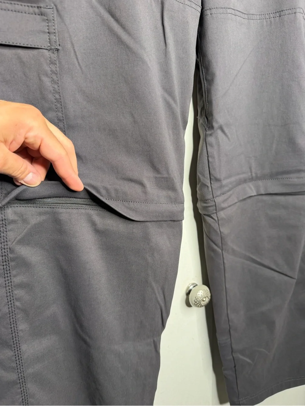 Prana Pants Mens 34x30 Gray Stretch Zion Belted Cargo Lightweight Nylon Hike
